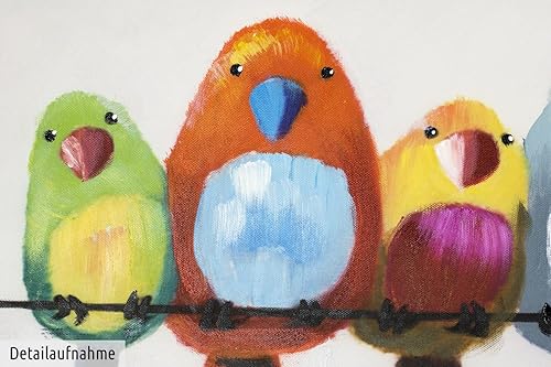 KunstLoft Tableau peinture moderne | 100% PEINT À LA MAIN | 120x60cm | Peinture sur toile 'Amis pour la vie' | Perroquet | Multicolore | Deco murale salon - Nail Gallerys