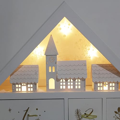 PE Noël Calendrier de l'Avent en Bois Grand à remplir avec 24 tiroirs - Calendrier de Noël avec scène de forêt d'hiver et Père Noël - Fait Main Décoration de Noël pour enfants et adultes - Nail Gallerys