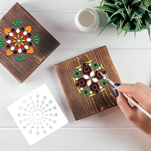 56 Pièces Pochoirs Mandala, 9x9cm Pochoir pour peinture Mandala Pochoir à points Artisanat Dessin Gabarits pour Roches Bois Toile Tissu Projets d'Art - Nail Gallerys