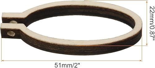 QUARKZMAN Lot de 10 Mini Cercles à Broder 2' x 0,87' - Petits Cercles Ovales en Bois pour pointe de Croix Vertical - Idéal pour Pendentif, Porte-Clés et Cadre D'Exposition DIY - Nail Gallerys