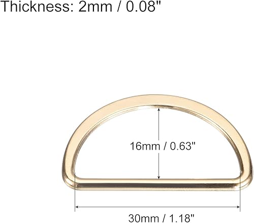 sourcing map Métal Anneaux D Boucle, 20pcs 30mm(1.18') 2mm Épais Anneaux D Soudés Boucle pour Sangle Couture Vêtements Sangles Sacs Ceinture DIY Accessoires, Or Ton - Nail Gallerys