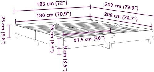 vidaXL Cadre de lit sans Matelas Blanc 140x190 cm Bois d'ingénierie - Nail Gallerys