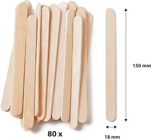 Vaessen creative Bâtonnets de Glace en Bois, 80 Unités, 1,8 x 15 cm, Œuvres d'art en 3D, Loisirs Créatifs pour Enfants, Décoration Intérieure, etc, Bouleau Naturel - Nail Gallerys