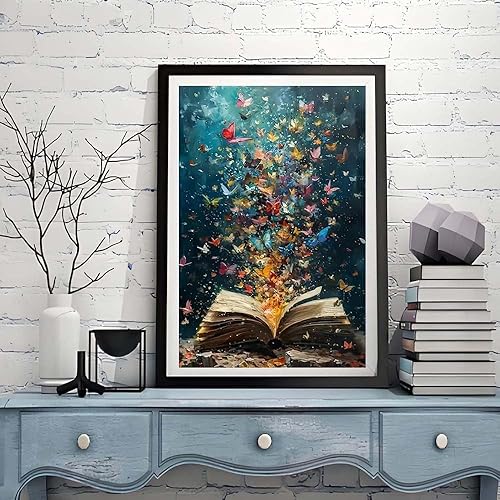 Kit de diamond painting 5D Papillon sur Livre, Livre Magique Diamond Painting, Kit Complet Rond DIY pour Adultes et Enfants, Peinture Diamant artisanat, Peinture Diamant pour Décoration Maison 30x40cm - Nail Gallerys