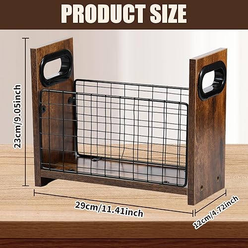 IXTIX Porte-revues Sur Pied en Bois et Métal - Autoportant Pour Salle de Bain - Panier à Documents Style Maison de Campagne Pour Lettres, Magazines - Nail Gallerys