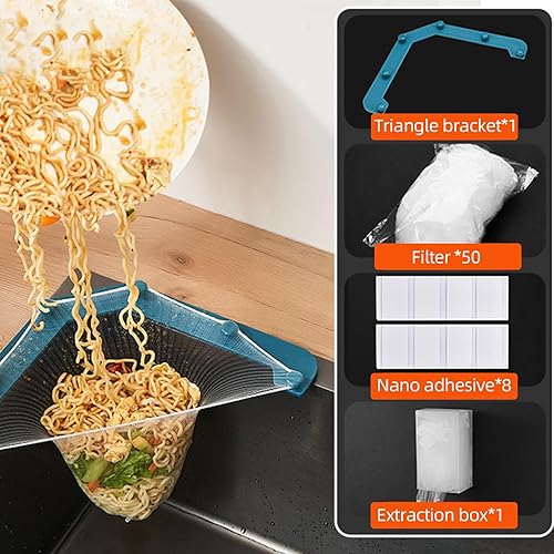Évier Triangle Perpose du filet - Casquette de vidange d'évier de cuisine | Triangle Tri-Holder Sinder Filtre avec des sacs en filet en filet de 50 pour les restes de cuisine - Nail Gallerys