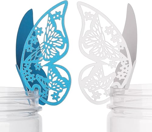 ElecMotive Carte de Verre Papillon 100 pcs pour Le Mariage De Champagne Verre De vin Parti Favor Tableau Nombre Décoration (Pink + Violet) - Nail Gallerys