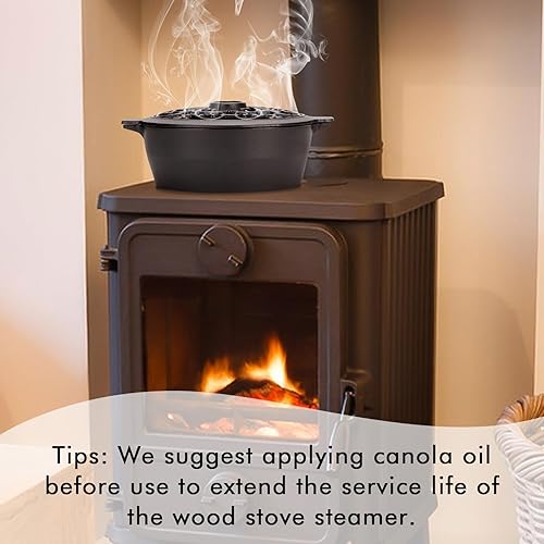 Cuiseur vapeur pour poêle à bois, humidificateur en fonte pour poêle, décoration d'intérieur, finition noire mate, résistant à la rouille, dessus en treillis, capacité de 2,5 l - Nail Gallerys