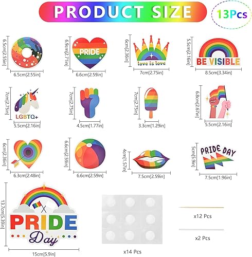 Bekecidi 1 grande décoration de gâteau et 12 décorations de gâteau arc-en-ciel LGBT Pride pour diverses fêtes à thème, fournitures de décoration de gâteau d'anniversaire - Nail Gallerys