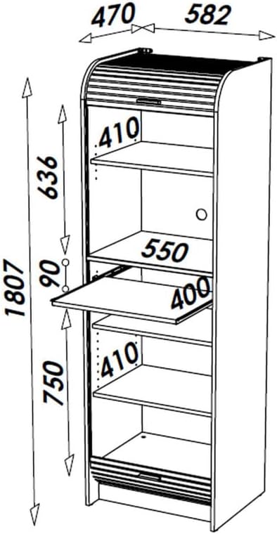 SIMMOB NANTES260BLA Meuble de Cuisine Colonne Micro-Onde, Panneaux de Particules de Bois mélaminé, 180,7 - Nail Gallerys