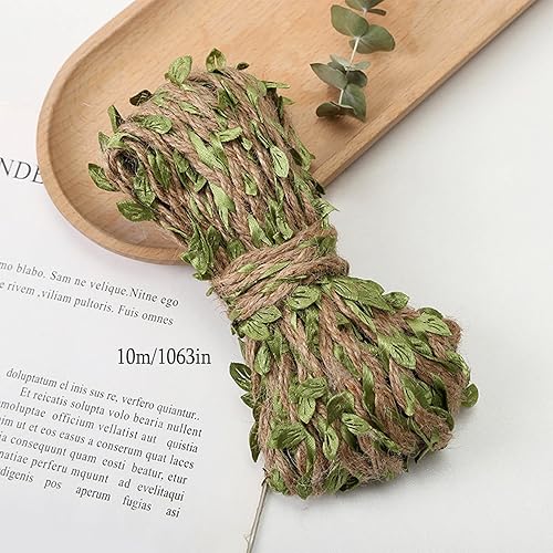 Forreen Guirlande Feuilles Artificielles, 4 Rouleaux Ficelle de Jute avec Feuilles Mini Durable Simulé Guirlande de Feuilles Corde de Jute pour Mariage/Fête/Jardin/Guirlande Artisanat DIY,40m - Nail Gallerys