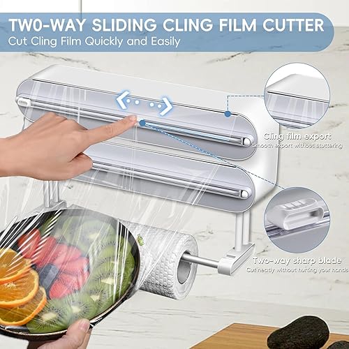 Distributeur magnétique de film plastique avec cutter 3 en 1 Distributeur de papier d'aluminium avec porte-serviettes en papier et cutter rechargeable Distributeur de film étirable Distributeur de - Nail Gallerys