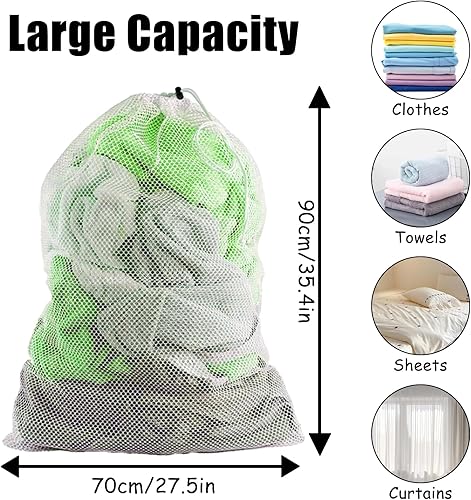 2 Très Grand XXL Sac de Lavage Filets à Linge 70x90cm Filet Linge Machine à Laver,Sacs à Linge avec Fermeture par Cordon pour Chemises,Manteaux,Couvertures,Draps,Chaussettes(Blanc) - Nail Gallerys