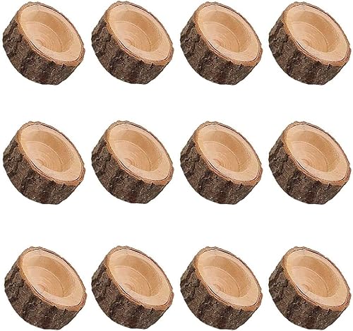 12 Pièce Bougeoir en Bois, Support de Bougie, Chandelier Votive, Support de Bougie Décoration, pour Centre de Table de Mariage, Halloween, Fête de Noël, Décoration d'intérieur (2,5 x 6 CM) - Nail Gallerys