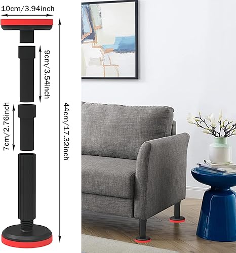 LEKEFETO Lot de 2 barres de support télescopiques réglables de 18 à 45 cm - Supporte jusqu'à 400 kg - Support télescopique pour armoire, canapé, armoires murales, armoires de salle de bain - Nail Gallerys