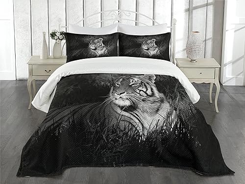 ABAKUHAUS Africain Couvre-lit Matelassé, Style de Patchwork Asiatique, Décoratif 3 Pièces avec 2 Taies d'Oreillers, King, Rouge-Vert-Noir - Nail Gallerys