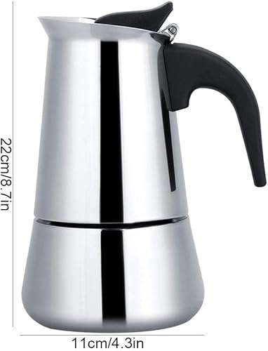 Cafetière Moka, 2/4/6/9 Tasses Cafetière Expresso en Acier Inoxydable pour Plaques à Induction, Gaz et Vitrocéramique pour Café Expresso(200ML) - Nail Gallerys