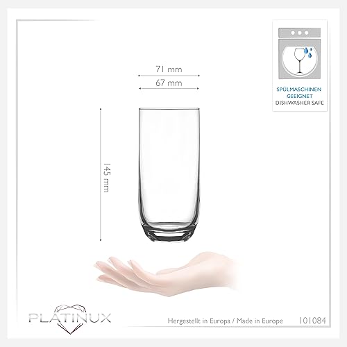 PLATINUX Verres à boire élégants en verre 360ml (max. 440ml) Set de 6 pièces Verres à eau Verres à jus de fruits - Nail Gallerys