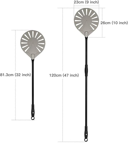 Karboby Pelle à Pizza 23 cm pour Four a Pizza, Pelle à Pizza Perforée Tourne-Pizza Rond Pizza Paddle en Aluminium Anodisé Dur avec Poignée Amovible pour Tourner la Pizza, Pain, Crèpes etc - Nail Gallerys