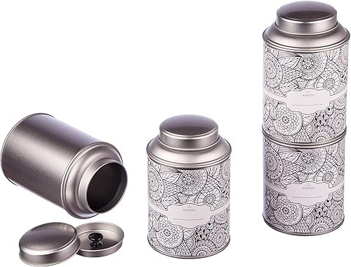 Rimoco Boîte à thé pour en vrac avec couvercle aromatique supplémentaire inclus. Étiquettes - Empilables Hauteur environ 13,9 cm Diamètre 8,7 100 g 150 de Matériau Fer Sans BPA et adapté un usage - Nail Gallerys