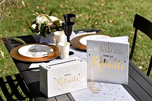 snate R/5650-5728- 1 Pack urne Tirelire et Livre d'or Retraite Blanc et Or - Nail Gallerys