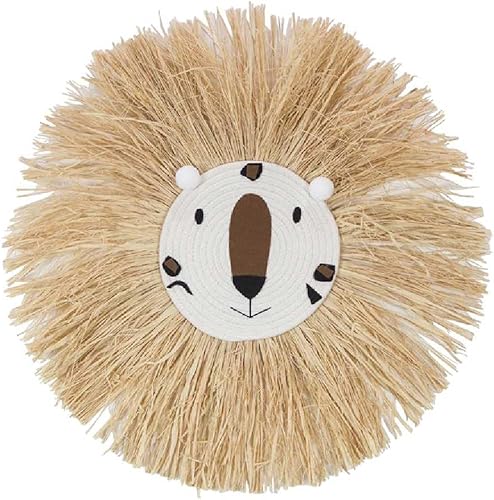 NC INS Nordic Tissé à La Main Cartoon Lion Décorations Suspendues Tissage De Fil De Coton Ornement De Tête d'animal Chambre d'enfants Tenture Murale M01 - Nail Gallerys