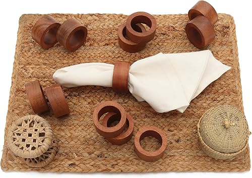 ARN Craft Lot de 12 ronds de serviette en bois pour mariage, dîner, fête ou utilisation quotidienne - Nail Gallerys