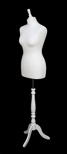 The Shopfitting Shop Deluxe Taille 14/16 Femelle Mannequin de Couture Buste de Couture Mannequin Blanc Jersey Support trépied en Bois Blanc - Nail Gallerys