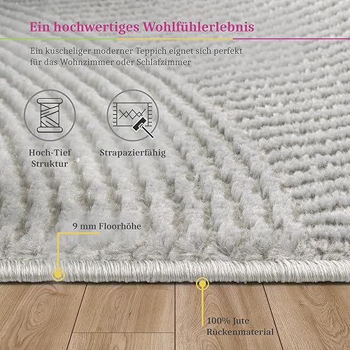 Paco Home Tapis de Salon à Poils Courts, Motifs géométriques Abstraits Modernes, Effet 3D, Design Arc-en-Ciel et Carreaux, Couleur Unie, Luxe Brillant Ton sur Ton, Dimension:80x150 cm - Nail Gallerys