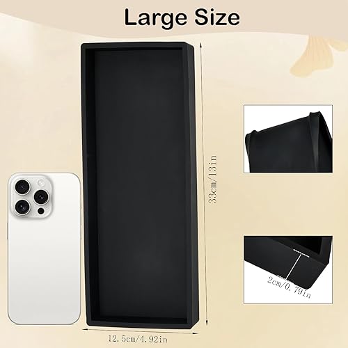 Jiayaus Lot de 2 plateaux de salle de bain - Décoration de salle de bain - Grand plateau noir - Pliable - Pour cosmétiques, bijoux, bougies, salle de bain, vanité, chambre et cuisine - Nail Gallerys