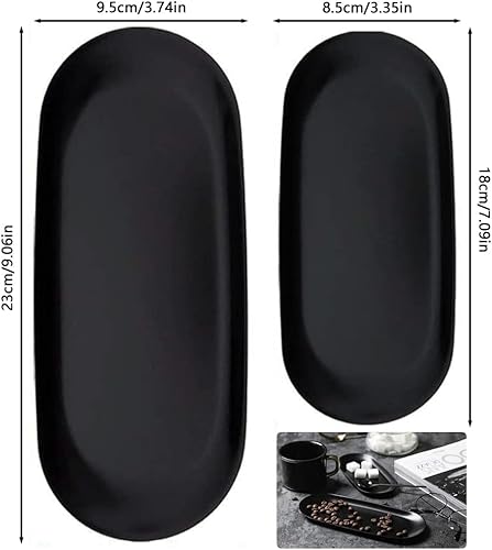 Plateau de Rangement Ovale en Acier Inoxydable 2pcs Plateau de Parfum Petit Plateau Bougie Plateau de Bibelots Plaque Ovale de Bonbons pour Ranger Serviettes CosméTiques Bijoux Café Fruits Clé(Noir) - Nail Gallerys