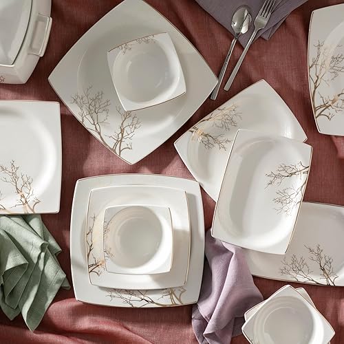 Karaca Autumn New Generation Bone Service de table 57 pièces pour 12 personnes en porcelaine, design sophistiqué, porcelaine de qualité, durable, résistant au congélateur, facile à nettoyer - Nail Gallerys