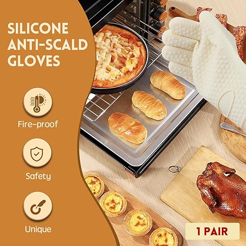 KTCINA Gants de four résistants à la chaleur - Maniques en silicone rose - Doublure en coton isolé - Gants de four antidérapants - Gants de cuisine confortables pour griller et cuire au four - Nail Gallerys