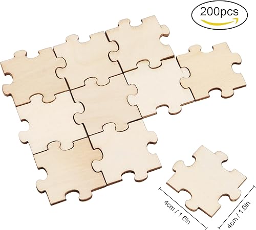 Puzzle Vierge en Bois pour décorer Les Enfants 200pcs Disques en Bois Artisanat Puzzle Tranche de Bois Brut pour Les Jeux d’Enfants, Bricolage et Livre d’Or - Nail Gallerys