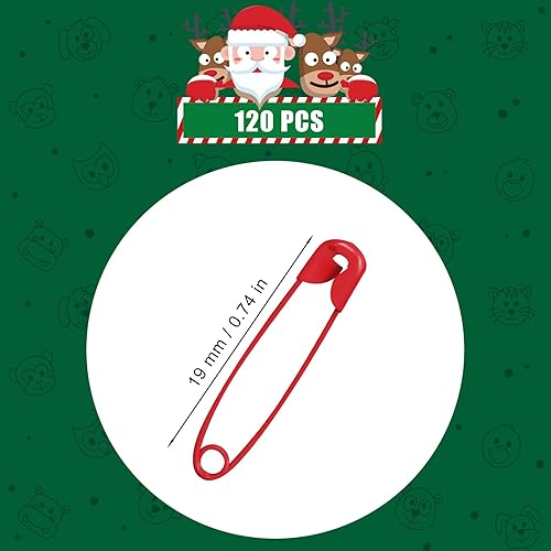 120pcs Épingles de Sûreté Colorées, 19mm Acier Inoxydable Nickelé Epingle a Nourrice Petite Taille en Métal pour Vêtements Bricolage Artisanat Fabrication de Bijoux Rouge Foncé pour Noël - Nail Gallerys