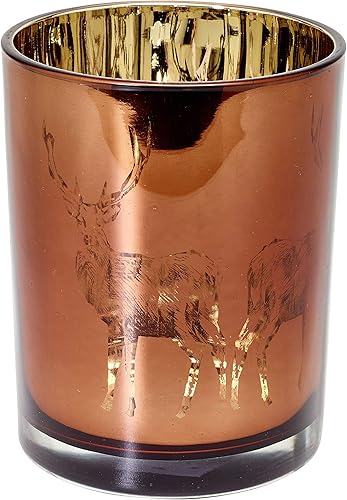 EDZARD Photophore en verre pour bougie chauffe-plat Dian, couleur cuivre, motif cerf, hauteur 12,5 cm - Nail Gallerys