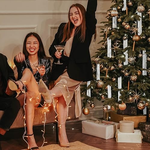 com-four® 5X Guirlande - Guirlande de Guirlandes Blanches pour Noël - Décorations d'arbre de Noël pour l'arbre de Noël - Rideau de Guirlandes avec Fils Lisses (Blanc - 05 pièces) - Nail Gallerys