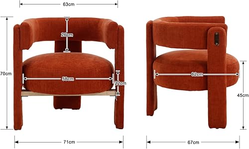 Ya-Home Fauteuil de Salon à Coussin Epais et Accoudoirs Fauteuil pour Chambre en Bois Fauteuil pour Salon Moderne et Confortable, Orange - Nail Gallerys