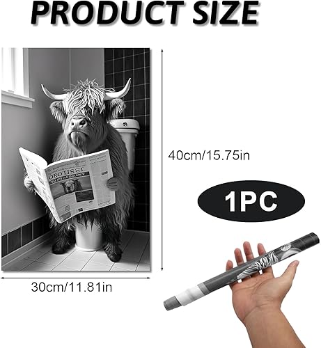 MxyVrix Décoration Murale Amusante pour Toilettes, Impression d'Art sur Toile HDF 6mm, Singe Assis sur les Toilettes, Noir et Blanc, pour Salle de Bain et Toilettes (30 x 40 cm) - Nail Gallerys