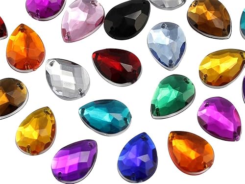18 x 13 mm Crystal CH38 Teardrop Flat Back Sew On Beads for Crafts – 50 pieces by kraftgenius - Nail Gallerys