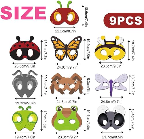 Toyhood Lot de 10 masques d'animaux en papier à motifs assortis pour fête costumée, anniversaire, fête à thème (insecte) - Nail Gallerys