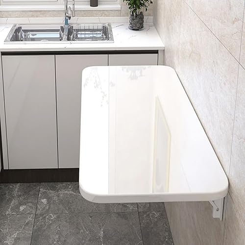 Cannoli Multifonctionnel Table Scandinave Suspendue, Table Mural Rabattable, Gain de Place, Table Pliante Mural pour Terrasse,Jardin,Cuisine,Salle à Manger,Bureau-80 * 50 * 1.6 cm-Blanc - Nail Gallerys