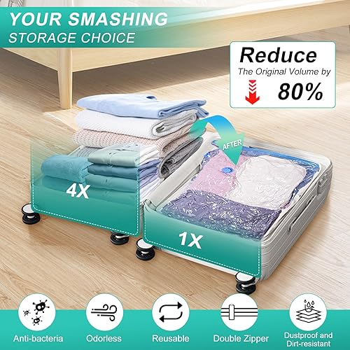 Sac Sous Vide Vetement Aspirateur et Pompe Électrique, Sac de Rangement Sous Vide 12 Pièces(3XL 3L 3M 3S) Housse Vêtement Aspirateur Réutilisables pour Literie, Vêtements, Matelas, Couettes, Oreillers - Nail Gallerys