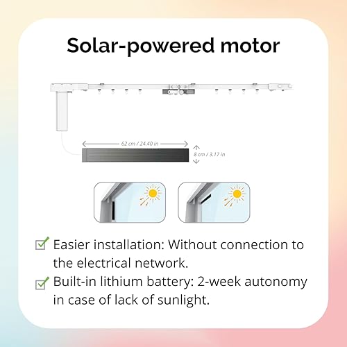 ACRIMO Rail de Rideau Motorisé sans Installation Électrique, Kit de Rail de Rideau Intelligent avec Alimentation par Panneau Solaire, Longueur 4 mètres - Nail Gallerys
