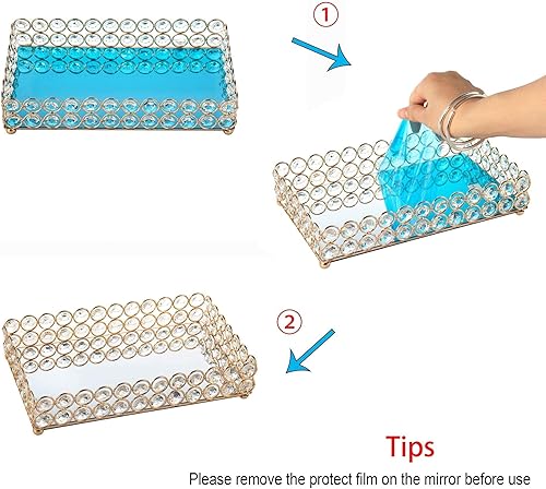 Plateau à bijoux Feyarl - Rectangulaire - Rangement pour bijoux et maquillage - Perles de cristal - Nail Gallerys