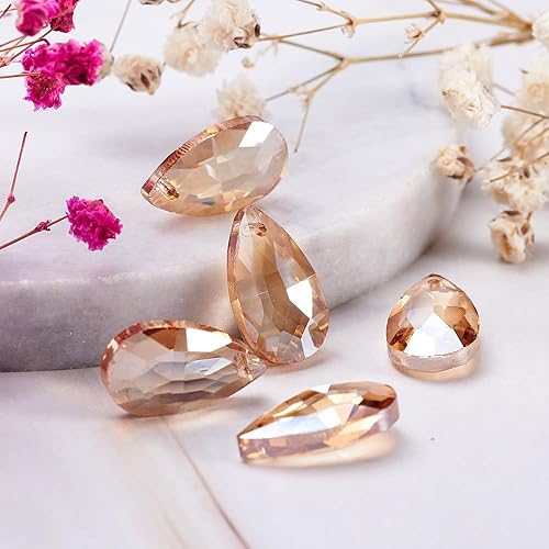 Cheriswelry Perles en verre à facettes en forme de goutte d'eau - 22 x 13 mm - Pendentif coloré percé sur le dessus pour la fabrication de bijoux - Nail Gallerys