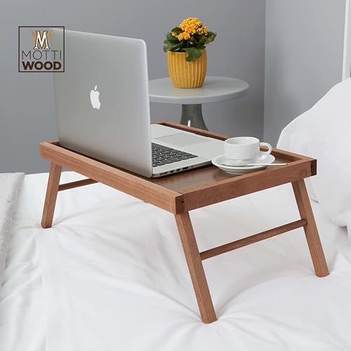 Table de lit pliante, plateau de fauteuil, couleur noix, petit déjeuner, pliable en bois de hêtre, pieds pliables, 33 x 50 x 21,5 cm - Nail Gallerys