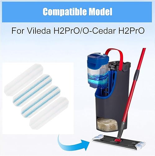 Serpillière de rechange pour Vileda H2PrO pour O-Cedar H2PrO, housse de rechange en microfibre | Élimine la saleté tenace | Fixation facile au cadre | Lavable en machine | Pour tous les sols durs - Nail Gallerys