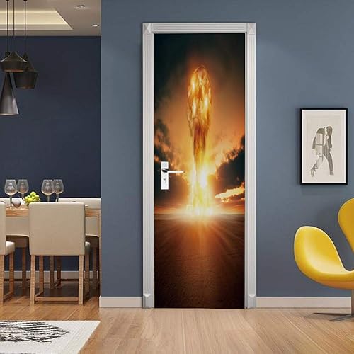 Autocollant de Porte Feuilles vertes Décoration Autocollants De Porte Imperméable Amovible Autocollants Enfants Adulte Chambre Salon Porte Poster L83 x H204cm - Nail Gallerys