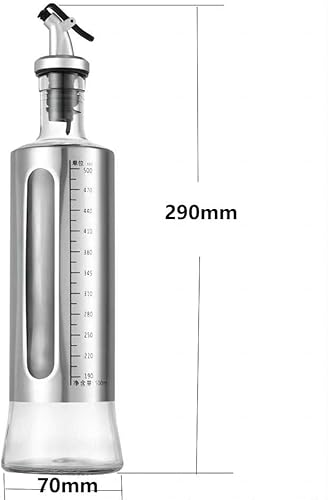 AURMOO Bouteille Huile Cuisine, 500ml Bouteille d'Huile, Distributeur Bouteille Huile, 2 Récipient à Huile, Huile en Verre Distributeur en Avec échelle et 1 Entonnoir en Acier Inoxydable. - Nail Gallerys